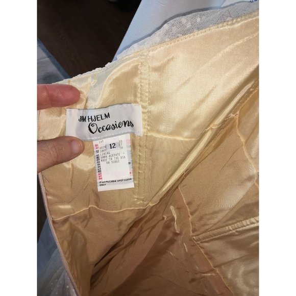 Jim Hjelm Occasions Prom Dress 80's Inspired Strapless Lace Overlay Pale Yellow - Picture 7 of 13